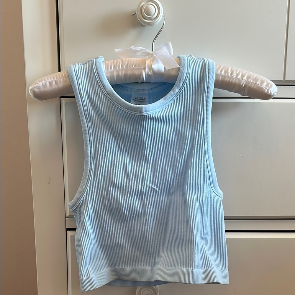 Blue Sleeveless Crop Top